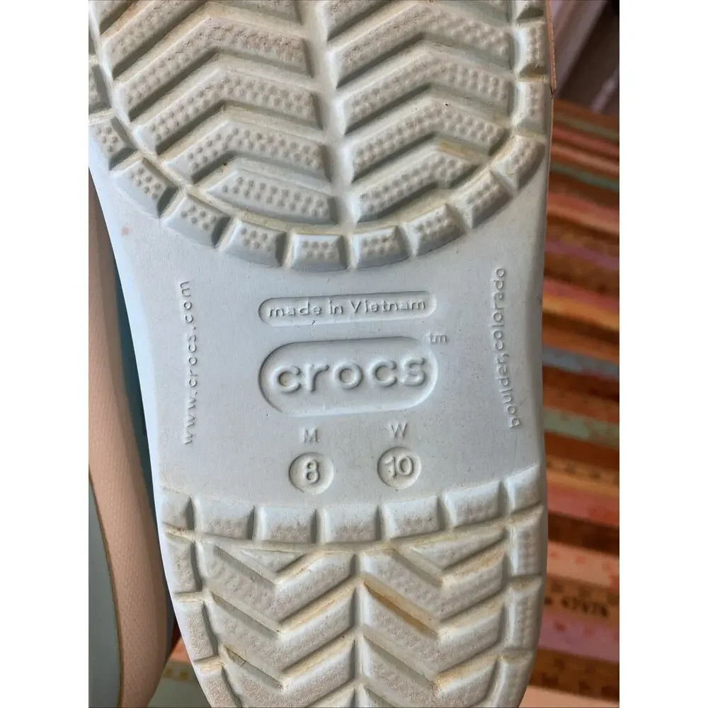 CROCS Crocband II Women's Size 10 Mens 8 Ice Blue White Clog w/ Jibbits